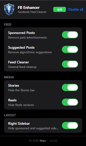 FB Enhancer popup screenshot